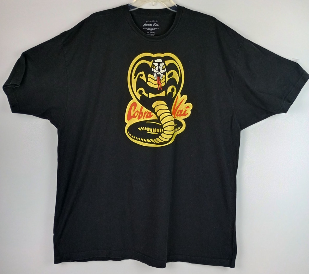 Bioworld Cobra Kai Mens 3XL Karate Kid Black Yellow Cobra Snake Graphic Tshirt